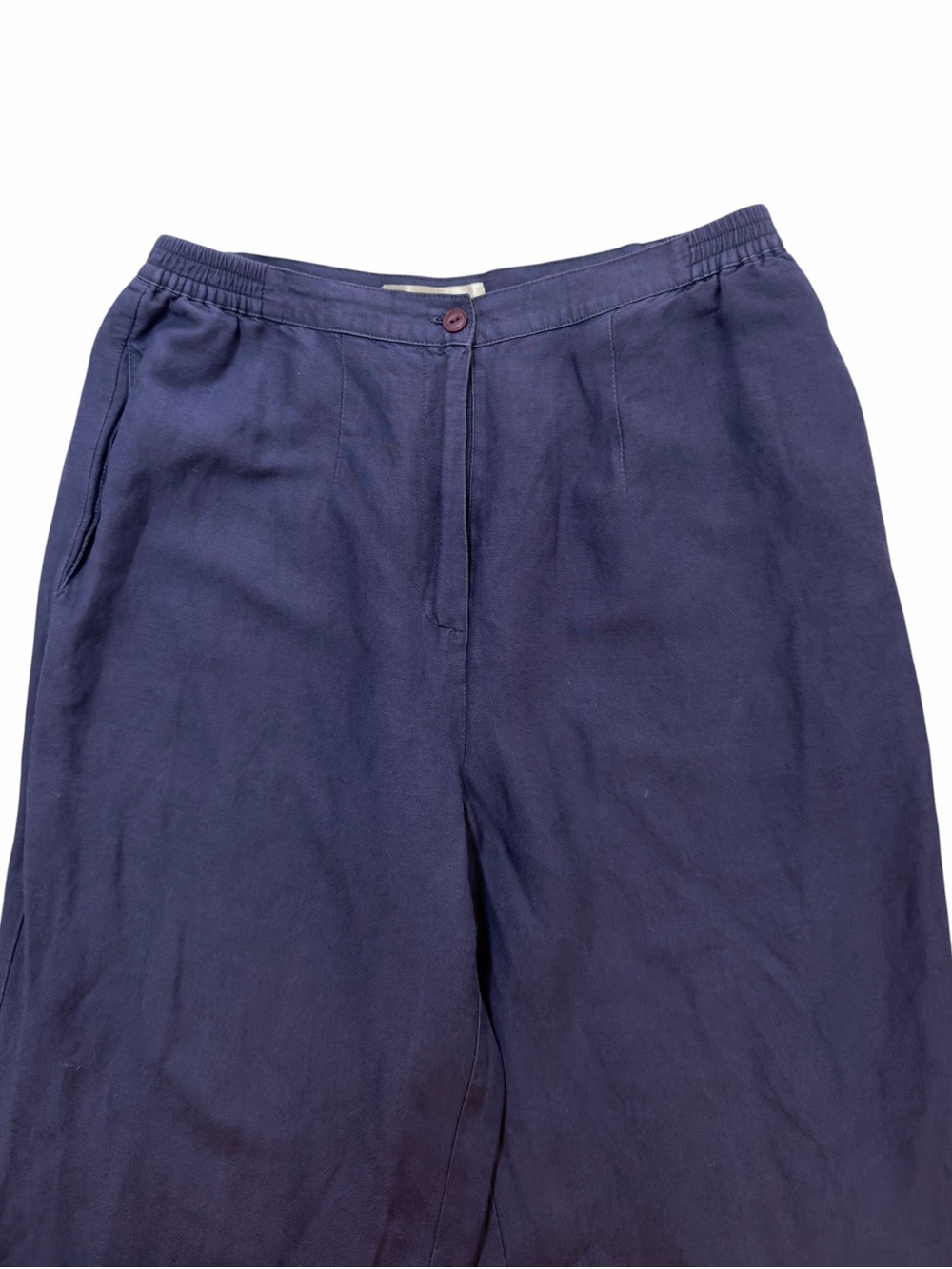 Lino USA Navy Linen Blend 2 Piece Blouse Pant Set Size Medium Summer Vacation - Picture 10 of 16